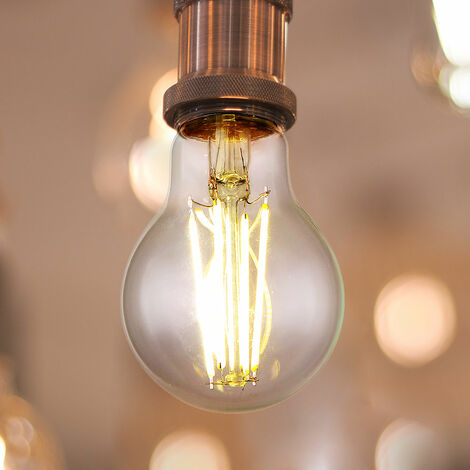 Lampe à incandescence LED lampe vintage ampoule boule E27, verre transparent, 7 watts 806 lumens 4000 Kelvin blanc neutre, DxH 6x10,6 cm