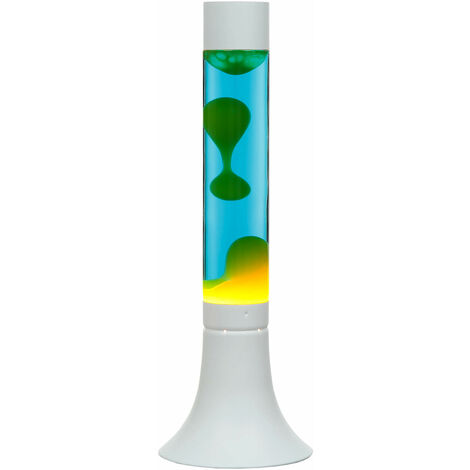 Lampe à Lave Bleu Jaune Coloré 38 cm YVONNE - Bleu, jaune, blanc