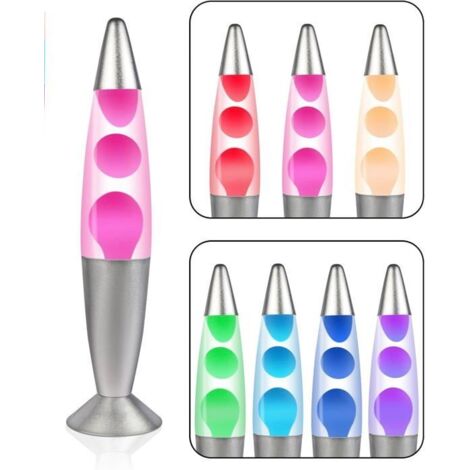 Lampe à Lave - CELLUSTOP - Fusée - Verre et Aluminium - 7 Couleurs LED - Éclairage d'Ambiance