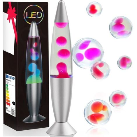 Lampe à lave - CELLUSTOP - LED multicolore - 7 couleurs - Base aluminium - Ø10x34,5cm