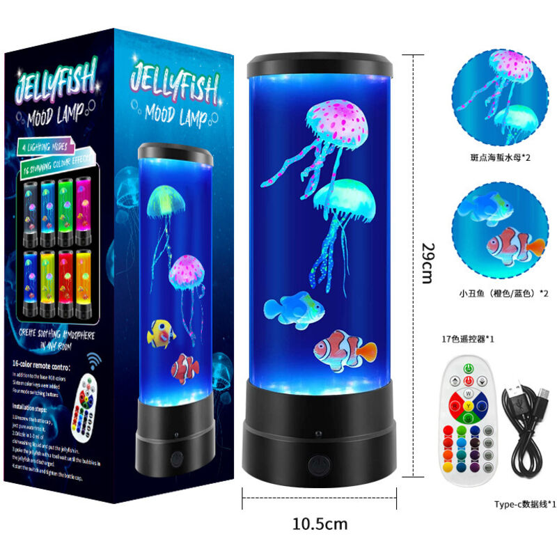 Jalleria - Lampe à lave en forme de méduse, lampe sensorielle pour aquarium pour tous les âges, lampe de table usb télécommandée