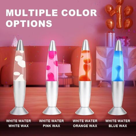 Lampe à lave LED - CELLUSTOP - CELLUSTOP - 7 couleurs LED - Cire blanche en mouvement - 34,5 cm