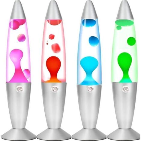 Lampe à lave LED - CELLUSTOP - Fusée 34,5 cm - 7 couleurs RGB - Cire blanche - 25 W