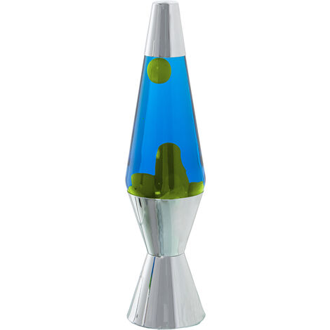 Lampe à Lave Métal Jaune/Bleu Paillettes Liquides + Ampoule Re °9X37 Cm Câble Noir : 150 Cm