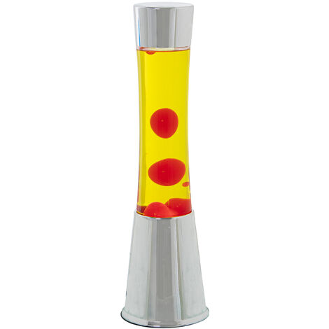Lampe à Lave Métal Liquid Glow Rose/Jaune +Ampoule Re°11X39 Cm Noir Câble:150 Cm