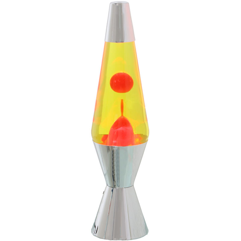 Fijalo - Lampe Lave Métal Liquide Paillettes Rose/Jaune +Ampoule Re°9X37 Cm Noir Câble : 150 Cm
