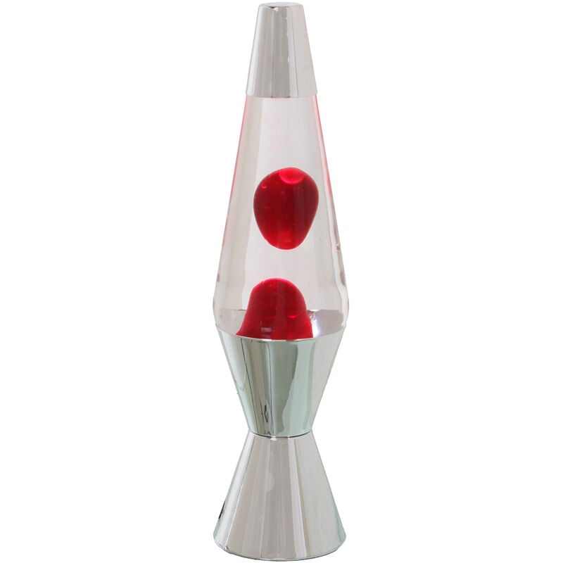 Lampe à Lave Métal Transparent Liquide Brillant/Rouge +Ampoule Rep °9X37 Cm Noir Câble : 150 Cm