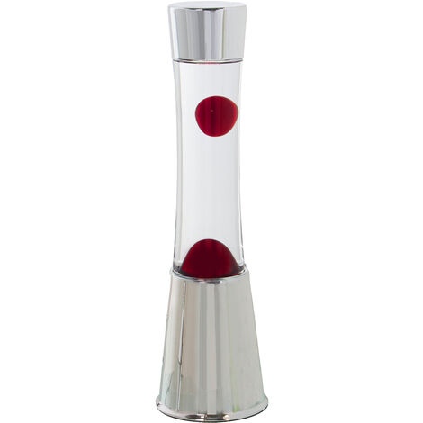 Lampe à Lave Métal Transparent Brillant Liquide/Rouge +Ampoule Rep °11X39 Cm Noir Câble : 150 Cm