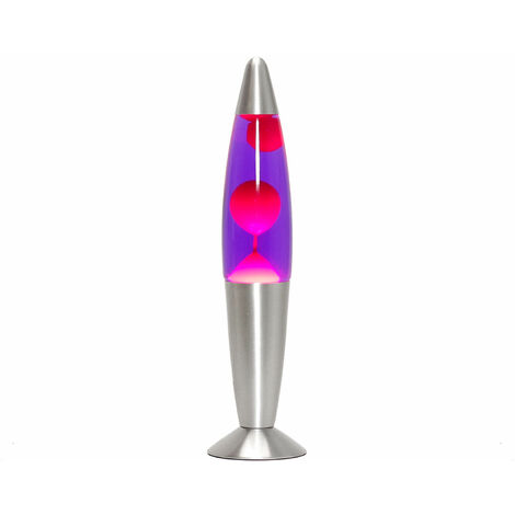 Lampe à Lave TIMMY au design rétro avec cire rouge et liquide violet H:36cm G9