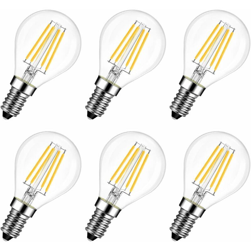 KZQ - Lampe à led E14 6W (remplace 60W),2700K Blanc Chaud, MiNi Globale à filament, Ultra lumineux 806 lm, Style de filament de lampe rustique clair,
