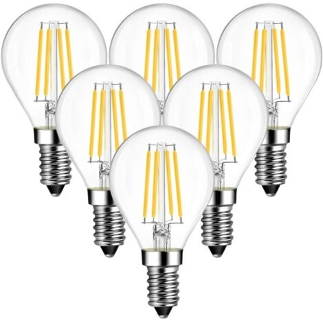 Lampe à LED E14 en forme de goutte 4W ampoules à filament fil blanc chaud 2700K,lampe à LED P45 40W,470lm,non dimmable,pack de 6 [classe énergétique A ++]