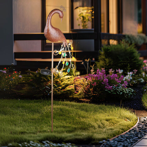 DEL Solaire Lampe Stand Oiseau Design Projecteur Flamingo terrasses cour lampe rose