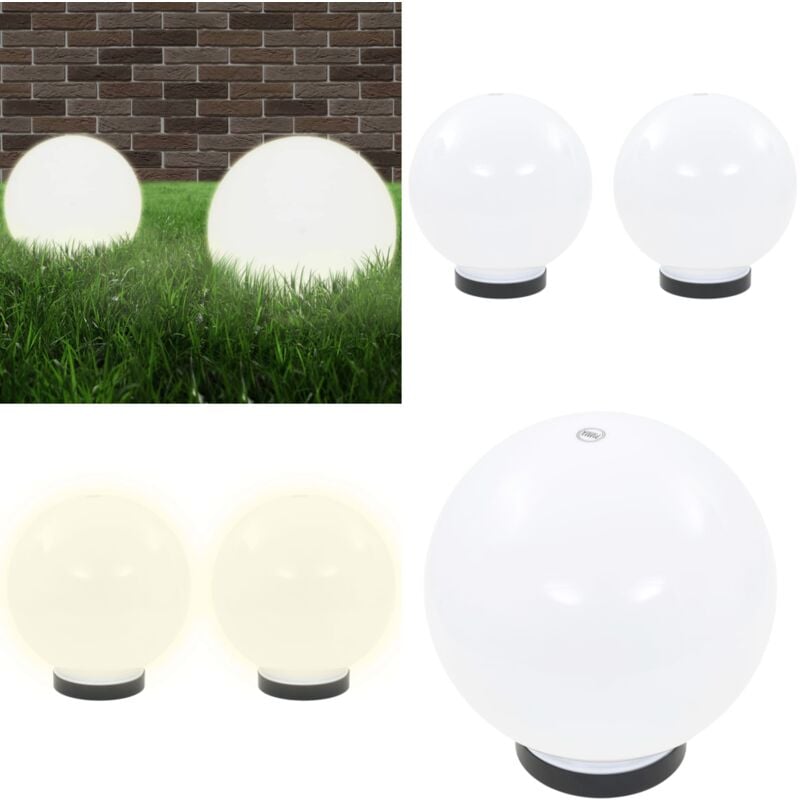 Lampe à led sous forme de boule 2 pcs Sphérique 20 cm pmma - Lampes De Jardin - Luminaires Exterieurs - Éclairage Extérieur - Boules Lumineuses