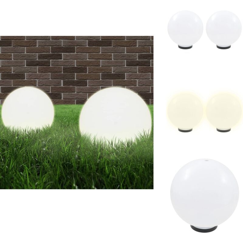 Lampe à led sous forme de boule 2 pcs Sphérique 30 cm pmma - Lampes De Jardin - Luminaires Exterieurs - Éclairage Extérieur - Boules Lumineuses