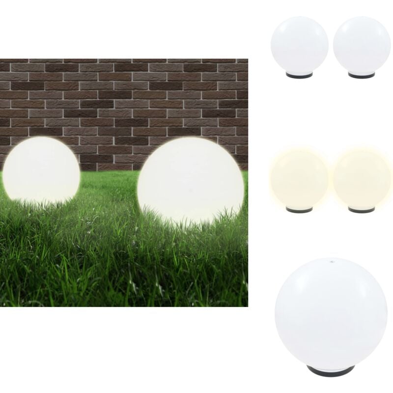 Lampe à led sous forme de boule 2 pcs Sphérique 40 cm pmma - Lampes De Jardin - Luminaires Exterieurs - Éclairage Extérieur - Boules Lumineuses
