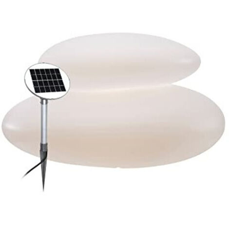 Lampe à moteur brillant Stone XL LED solaire 2W Polyéthylène blanc IP44 3000K L: 69 cm B: 55 cm H: 40 cm avec capteur crépusculaire