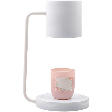 Lampe à parfum chauffante en métal blanc avec minuterie et intensité réglable pour chambre et chevet