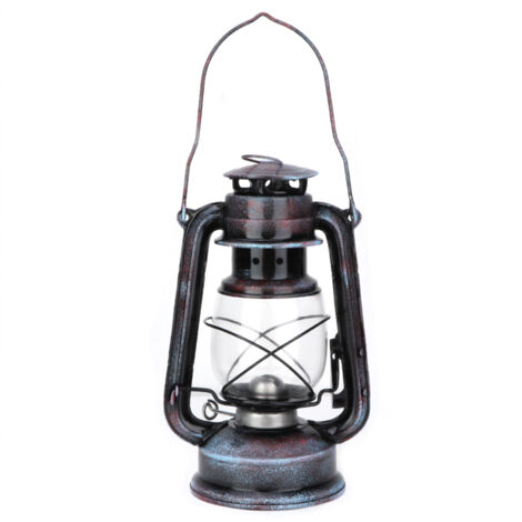 Lampe à pétrole classique de 24 cm, lanterne à pétrole vintage, lampe à huile portable pour le camping en extérieur
