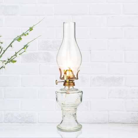 Lampe à pétrole en verre de 32 cm, lampe à huile en verre classique rétro, lampe de décoration pour la maison, grande capacité