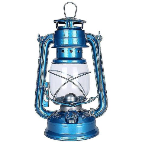Lampe à pétrole rétro classique de 25 cm, à intensité variable, bleu ciel