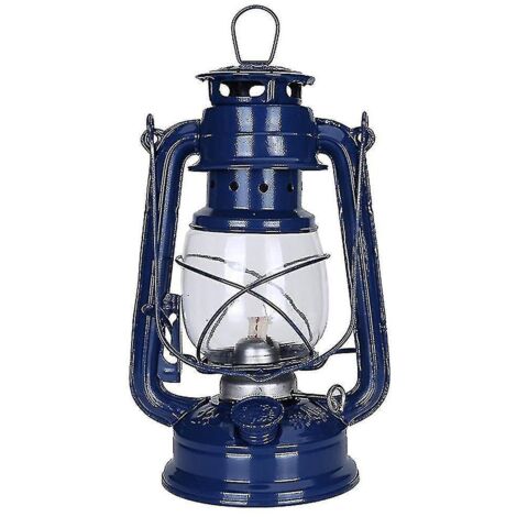 Lampe à pétrole rétro classique de 25 cm, à intensité variable, bleu marine