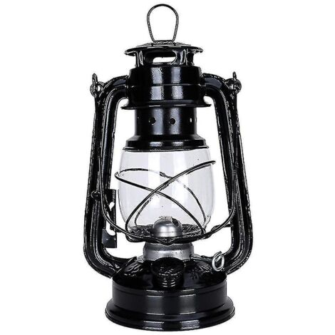 Lampe à pétrole rétro classique de 25 cm, à intensité variable, noire