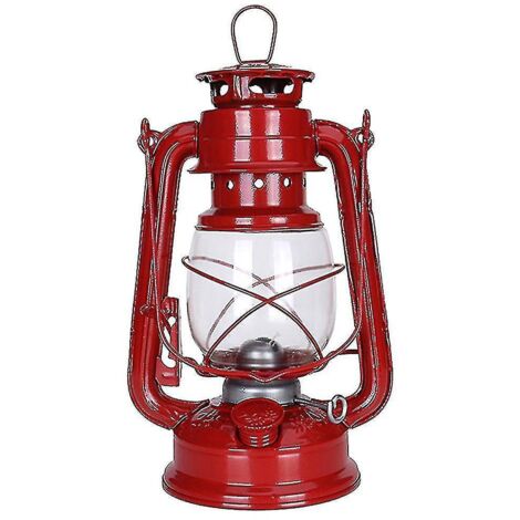 Lampe à pétrole rétro classique de 25 cm, à intensité variable, rouge