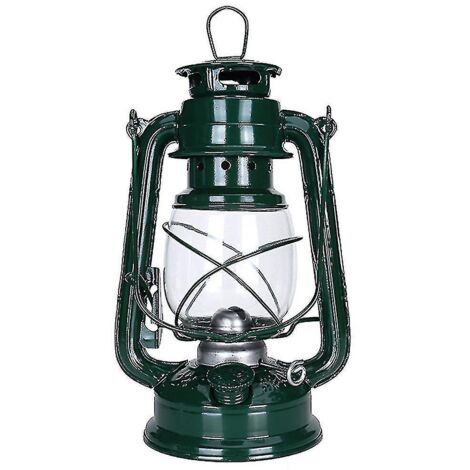 Lampe à pétrole rétro classique de 25 cm, à intensité variable, verte