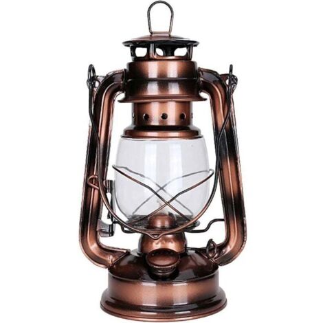 Lampe à Pétrole Vintage, Lanterne Vintage, Extérieur Lanterne Tempête, Lampe à Huile Vintage avec Poignée pour Intérieur et Extérieur Jardin, Chemins, Paysage, Camping (Bronze)