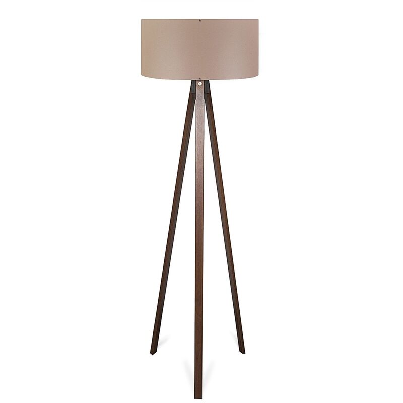 Lampadaire tripode foncé avec abat-jour 100% mdf, brun, collection Tanganyika, 38x38x140, prise e 27 Max 60 w