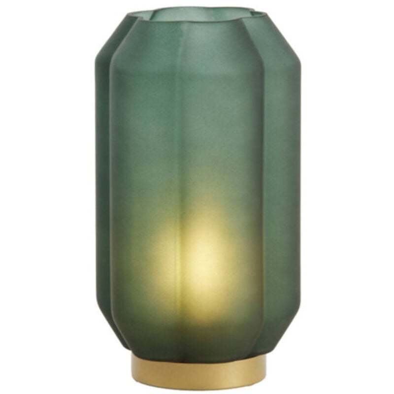 Lampe à piles verre Ivias vert et or