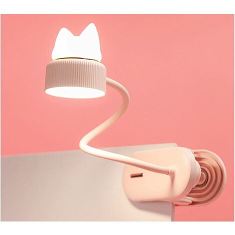 LAMPE A PINCE flexible avec Veilleuse CATLIGHT Original/Avec batterie rechargeable par USB/Liseuse LED & Lampe de lecture pour bureau, lit, chevet - Légère, pratique - Parfait pour enfant -rose，T-Auda