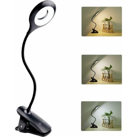 Lampe à pince, Lampe de lecture à clipser et Intensité Réglables, Lampe de Chevet USB Tactile avec Pince pour Enfants - RWLampe à pince