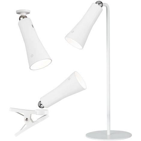 Lampe à pince LED lampe de table batterie lampe de bureau dimmable applique torche, avec câble de charge, 1.5W 160lm blanc chaud