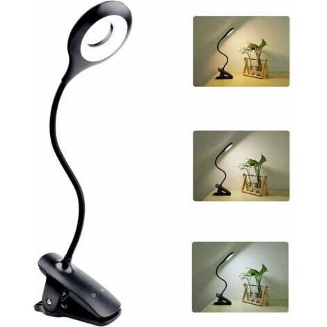 Lampe à pince, liseuse à intensité variable avec pince, veilleuse USB tactile avec pince pour enfants