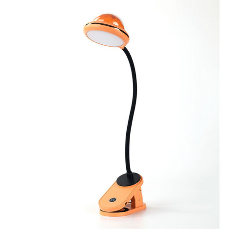 Lampe à Pince Pour Enfants, Lampe de Lecture à Pince LED Rechargeable USB avec Projection D'étoile, 4000k Lampe de Chevet à Col de Cygne 360 ° Tactile Dimmable, Veilleuse à Clip étoile (Couleur orange