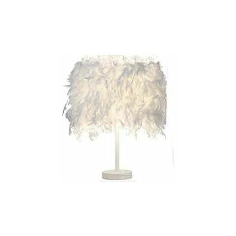 Lampe à plumes, lampe de chevet, lampe de table moderne, interrupteur à bouton-poussoir, support E27, décoration de chambre à coucher, blanc