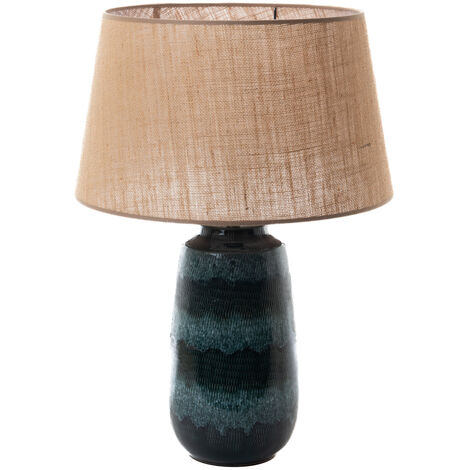Lampe à poser 32x40x64 cm en jute et grès bleu et naturel