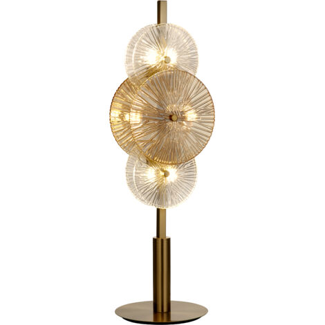 Lampe à poser 6L Bronze et verre claire et ambré Hauteur 66cm