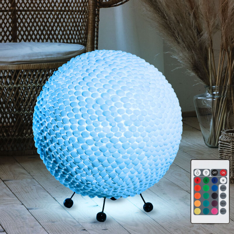 Etc-shop - Lampe de table boule coquille lampe de projecteur à télécommande gradateur rond dans un ensemble comprenant des ampoules LED RVB