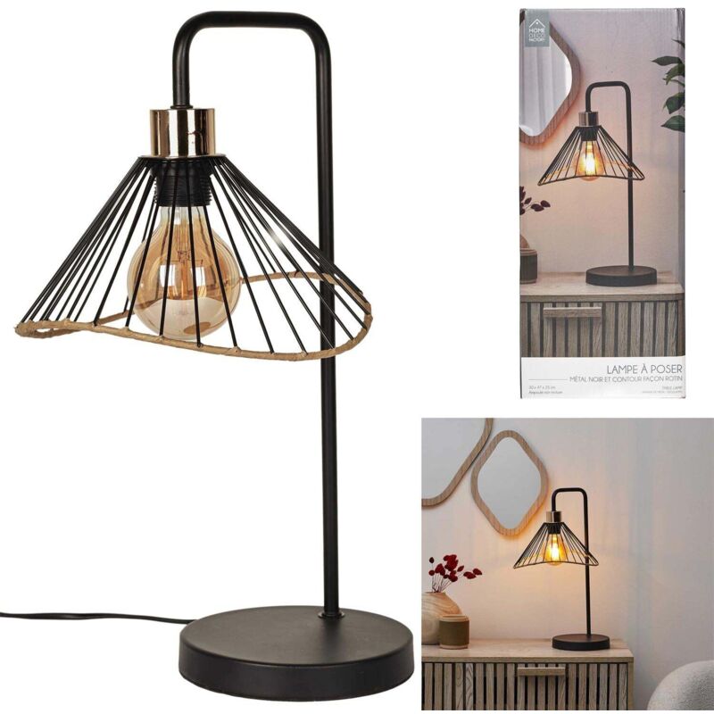 Besa - Lampe à poser avec abat-jour en rotin