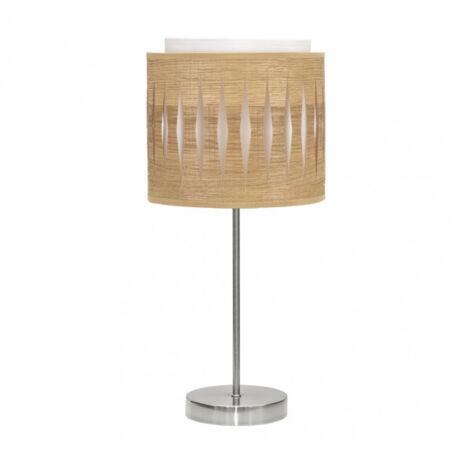 Lampe à Poser Alexandra 1xe14 Nickel/Bois clair 42x17x17 Cm