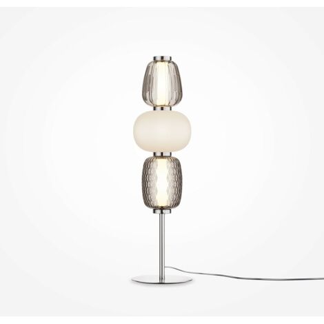 Lampe à poser argent LED – abat‑jour verre bijoux SYCOMORE