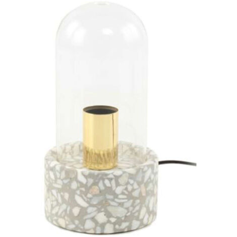 Lampe à Poser avec Dôme "Curacao" 24cm Gris & Blanc