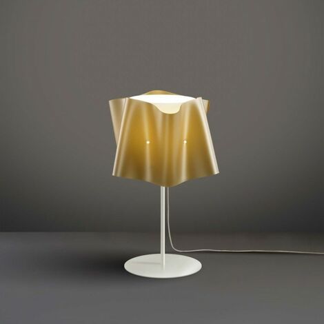 Lampe à poser avec pied et tige en métal Abat-jour FOLIO Or diamètre 25x h37 cm