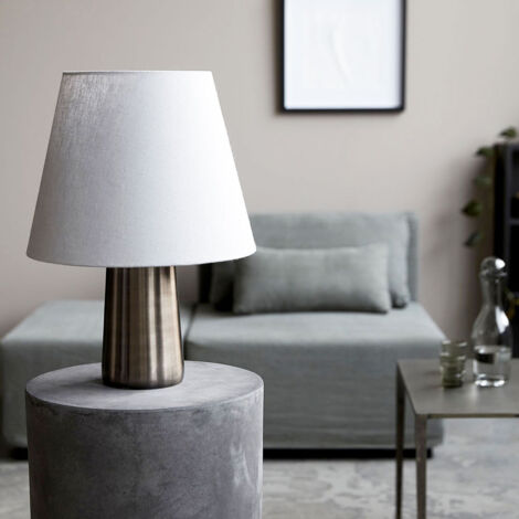 Lampe à poser Bakora en métal et abat jour jute gris - House