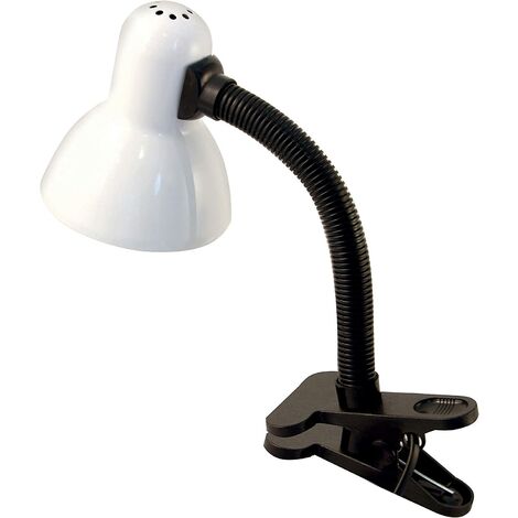 Lampe à poser blanche avec clip E27 Modèle Charleston