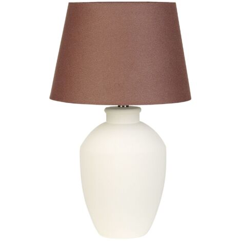 Lampe à Poser Blanche en Céramique Abat-Jour Conique en Lin Ambiance Agréable Arcos