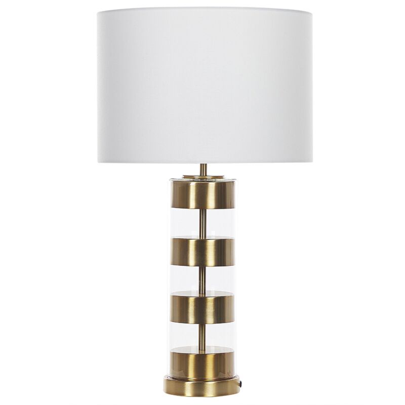 Beliani - Lampe à Poser de Table avec Pied Décoratif Doré et Abat-jour Blanc E27 Max 60W pour Salon Chambre ou Coin Lecture au Design Moderne et