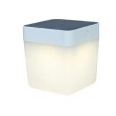 Lampe à poser Blanche TABLE CUBE, LED Intégrée, 1W, 100 lumens, 2700 à 6500K, RGB, IP44, SOLAIRE, Classe III